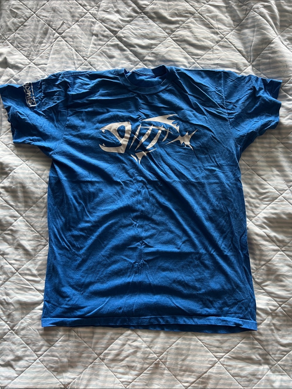 Blue Graphic Fish Skeleton Short-Sleeve Men's T-Shirt